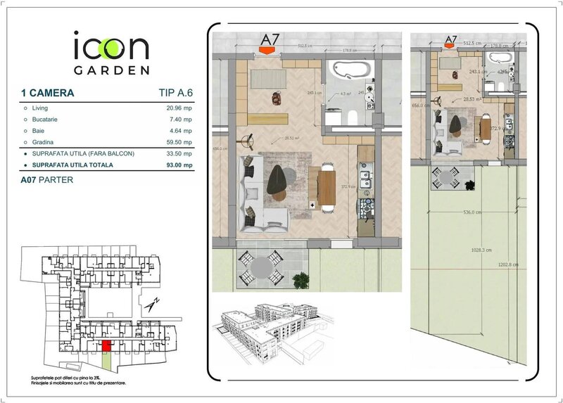 Mosilor, garsoniera cu gradina, ansamblu nou, finalizat, Icon Garden